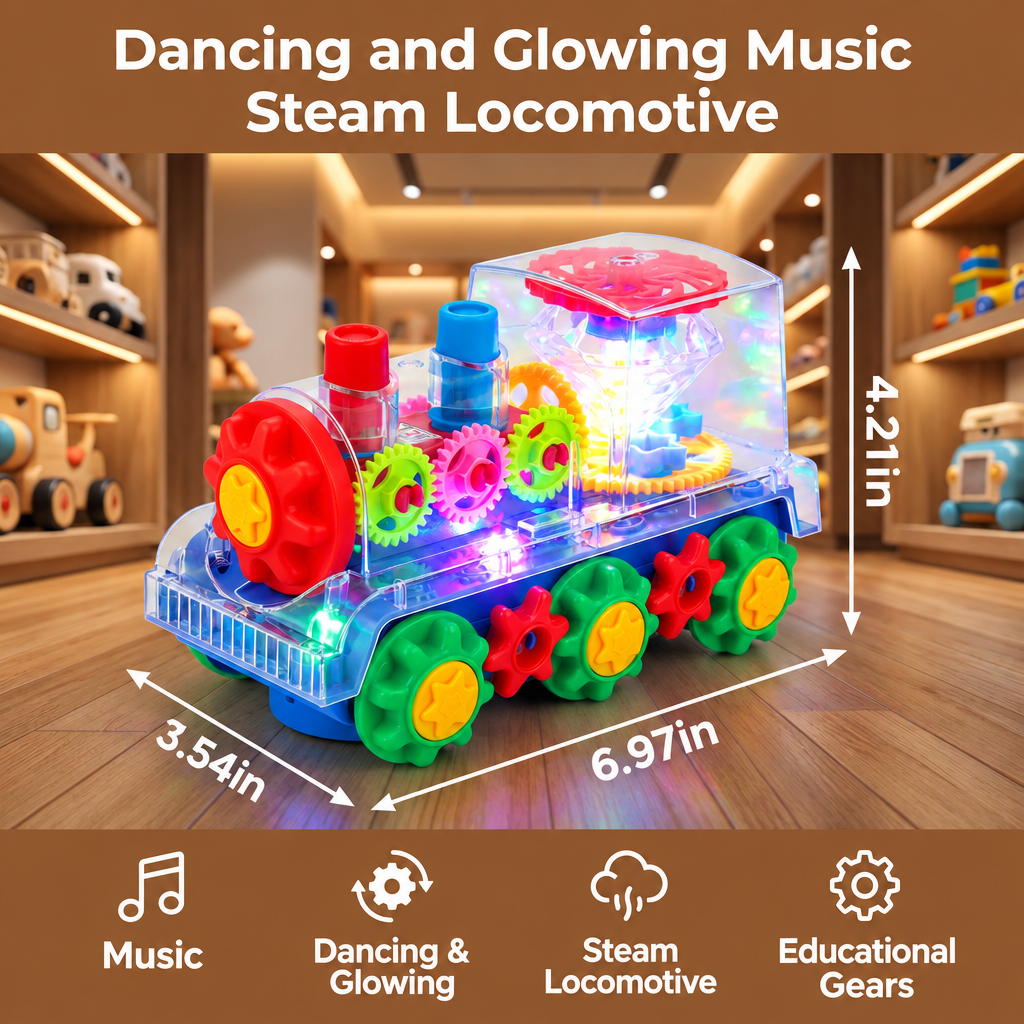 Musical Steam Train with Light Display and Water Vapor Effects