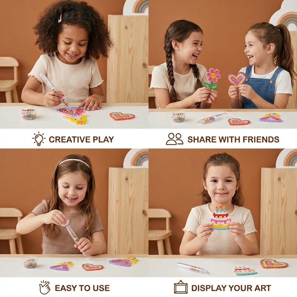 Bead Painting Kit for Kids with Sorted Beads and Picture Templates