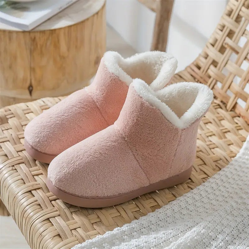 Womens sherpa lined ankle bootie slippers - Pink