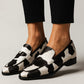 Women's Cow Print Pointed-Toe Slip-On Modern Loafers