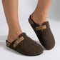 Womens Teddy Mule Slippers with Adjustable Buckle and Supportive Sole