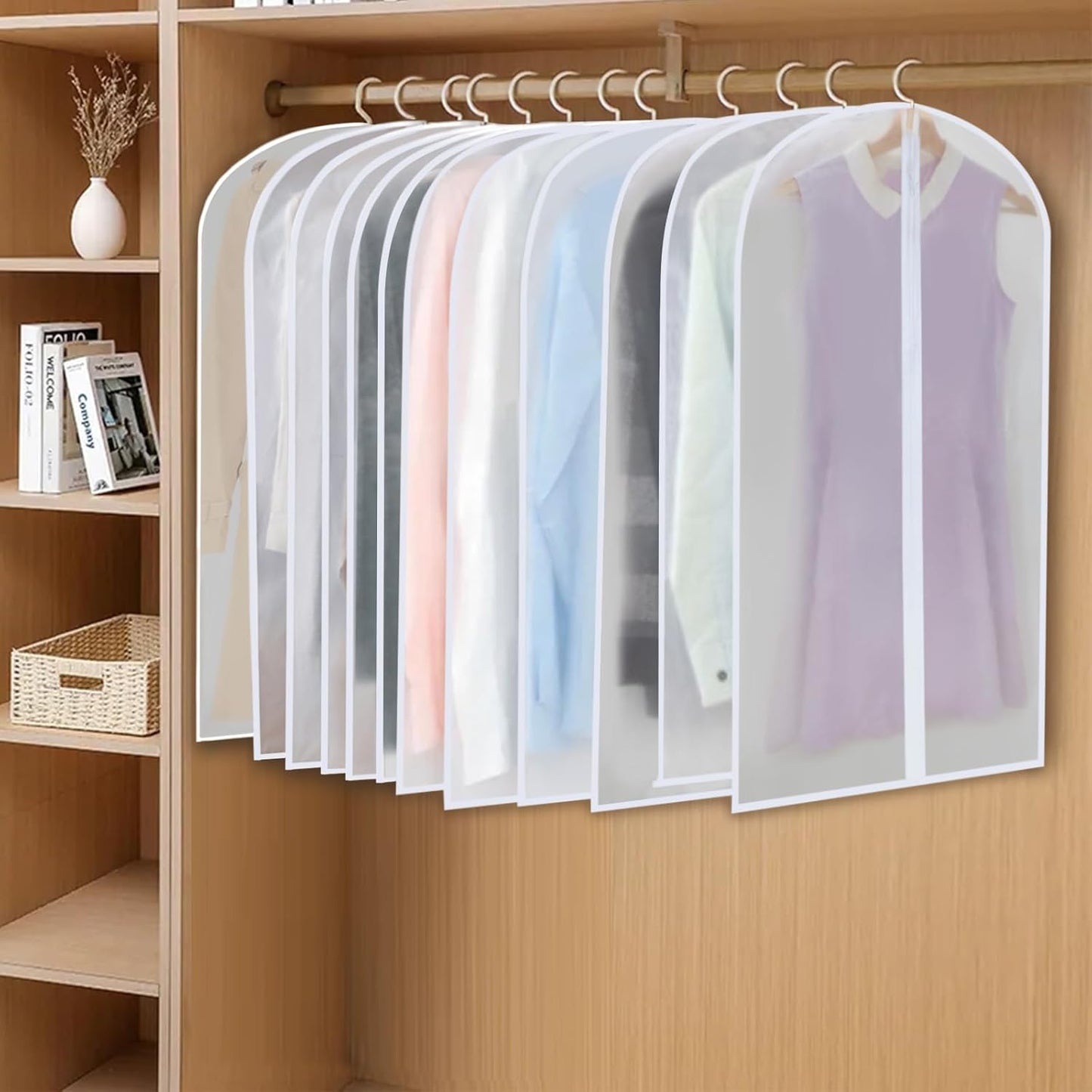 Hanging Garment Covers 24-Pack with Full Length Zipper and Anti-Dust Design, 3 Sizes