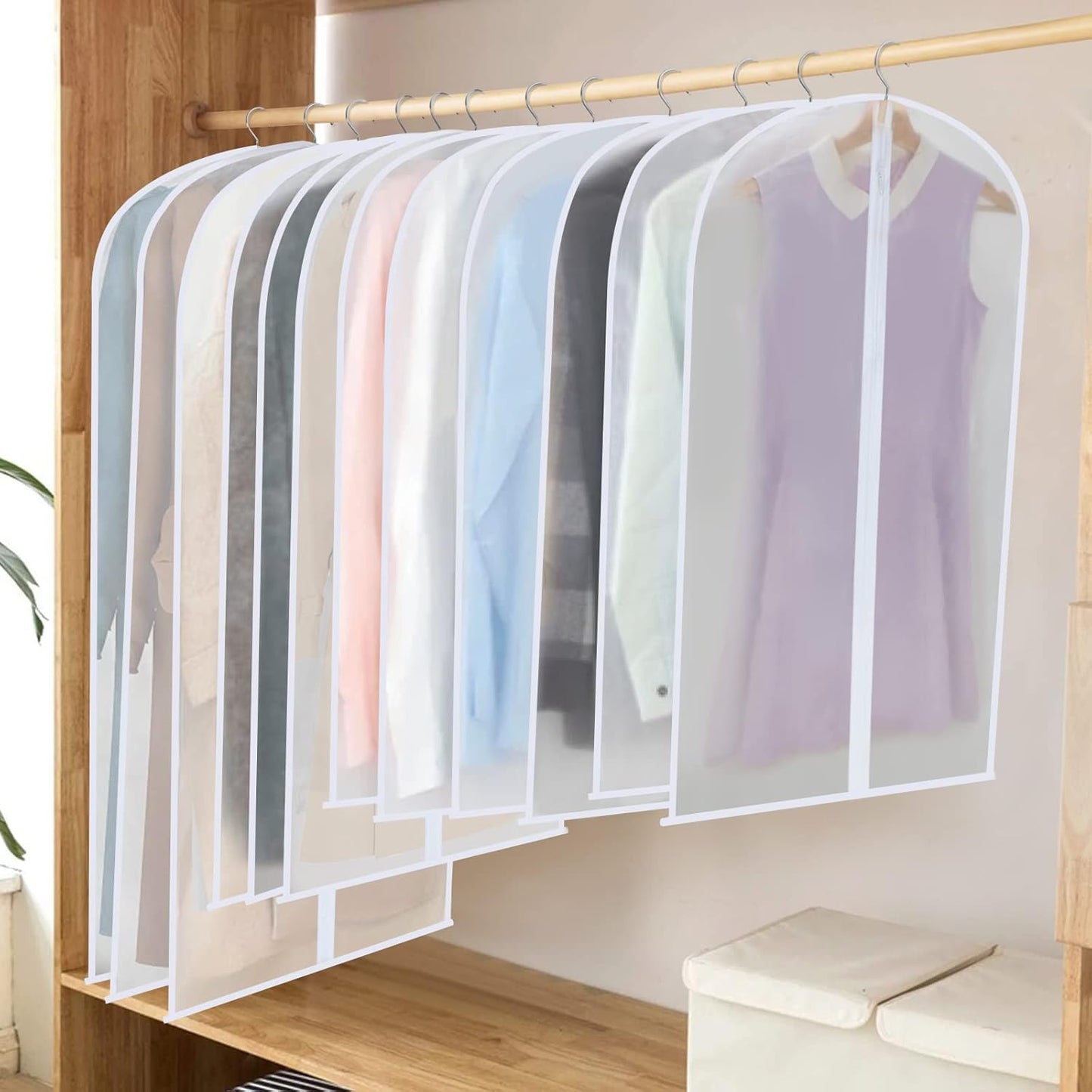 Hanging Garment Covers 24-Pack with Full Length Zipper and Anti-Dust Design, 3 Sizes