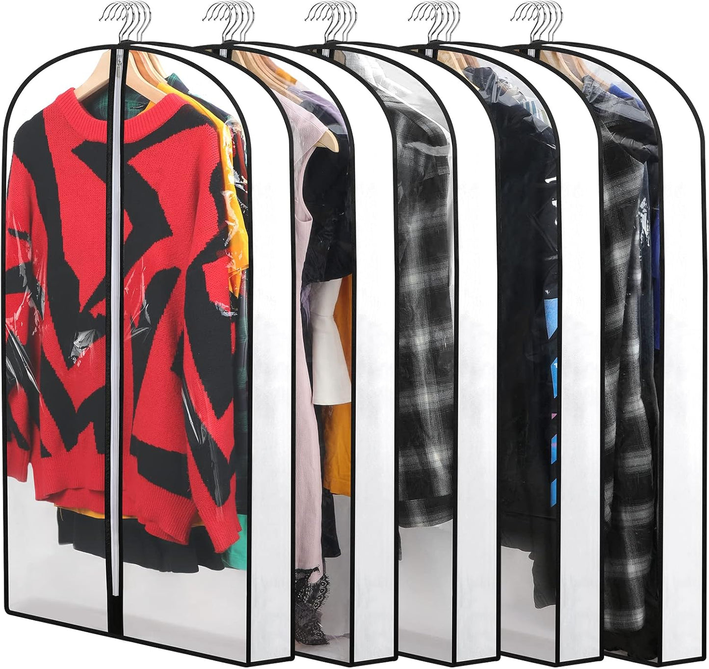 Hanging Garment Covers 24-Pack with Full Length Zipper and Anti-Dust Design, 3 Sizes
